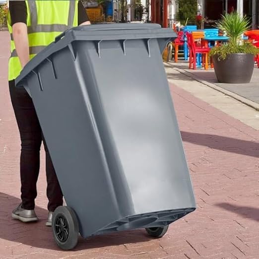 PRO&Family Wheeled Outdoor Trash Can Garbage Can Garage Trash Can for Restaurants/Hospitals/Offices/Back of House/Warehouses/Home (Gray, 96 Gallon)