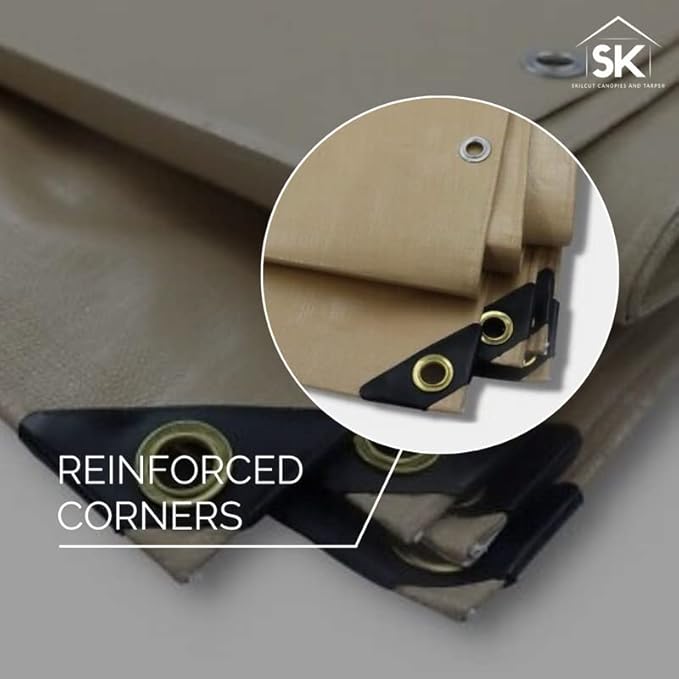 16 Mil Extra Heavy Duty Poly Tarp - Waterproof Tarp with True Size, UV Protection, Tear Resistance, Arctic Flexibility & Reinforced Corners 7x20