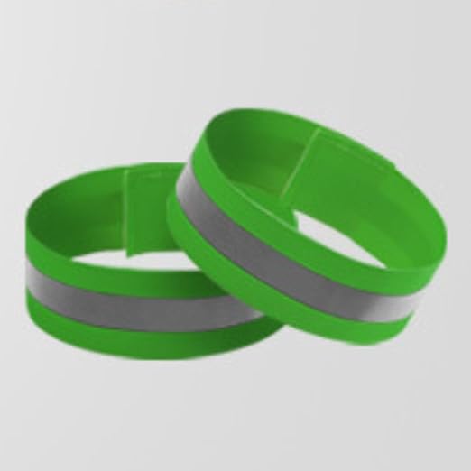 4PCS Reflective Wrist Strap 4x1.5cm Safety Gear Reflective Wristbands High Visibility Bike Ankle Bands Reflector Armband Self-Adhesive Reflective Bands for Walking,Night Sports Grass Green