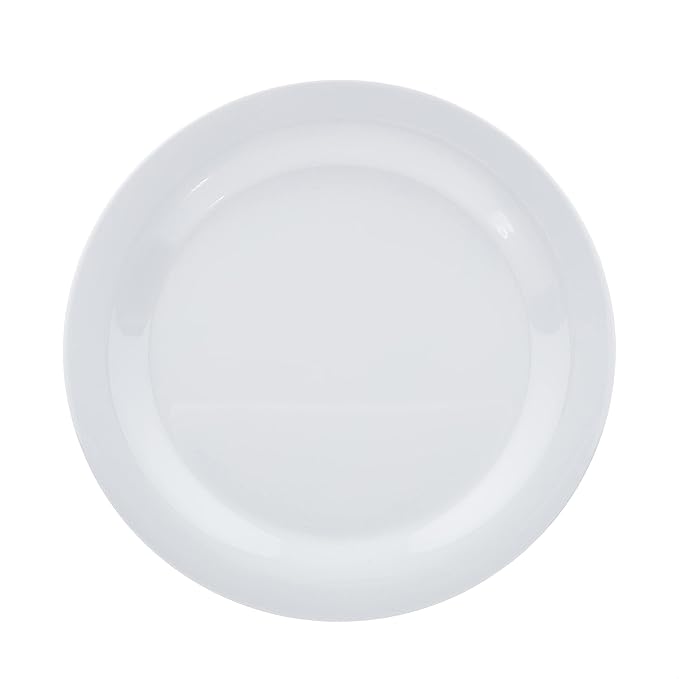 Amazon Basics Melamine (Plastic) Plate, 6 Piece Set, 10.5 in, White (Previously AmazonCommercial brand) (Pack of 2)