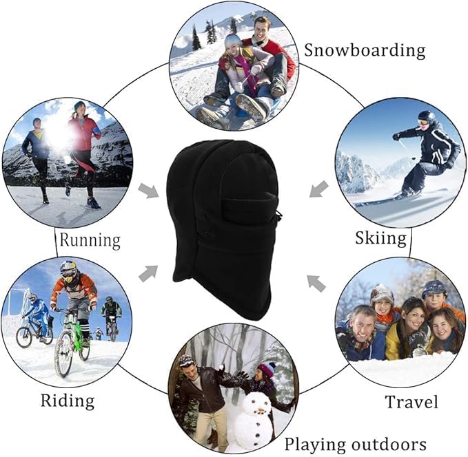 Balaclava Ski Mask 2 Pcs - Windproof Warmer Fleece Adjustable Winter Mask for Men Women