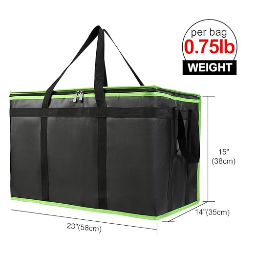 Bodaon 5-Pack Cooler Insulated Food Delivery Bag for Doordash/Uber Eats, XXX-Large Thermal Bags for Catering/Hot Pizza, Travel/Camping/Picnic Basket，Grocery Reusable Warmer Frozen, Black-Green Edge