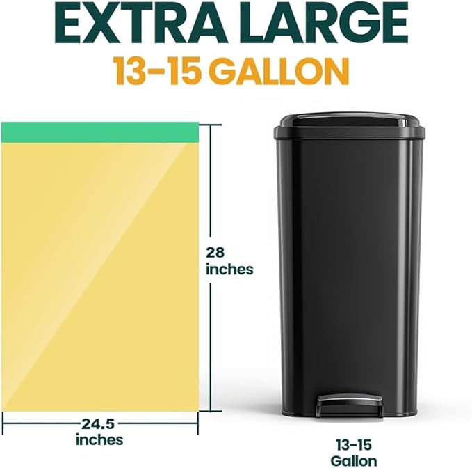 13 Gallon Trash Bags with Drawstrings, 40 Bags Made from 50% Recycled Plastic, Code K Leakproof and Tear-Resistant, Tall Kitchen Garbage Bags for Home and Office