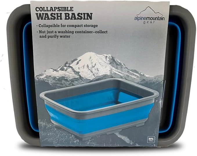 Collapsible Silicone Washing Container for Camping and Backpacking - Camping Dishware Gear Essentials in Blue (Made by Caddis Sports)