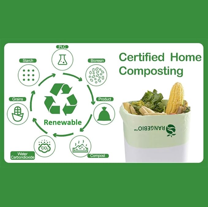 100% Certified Home Compostable Produce Bags, 250 Count, 14 x 18 Inches, Hold Up to 14 Lbs, ASTM D6400, EN 13432, US BPI & Europe OK Compost Home Certified