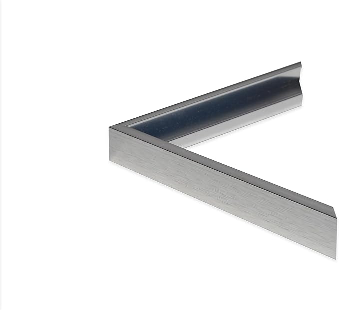 Frame My Mirror Silver Metal Framed Mirror, 36" x 54" Mirror for Bathroom, Metal Frame, True Reflections Glass, Satin Nickel Finish, Stanton Design, Hangs Horizontally or Vertically, Made in USA