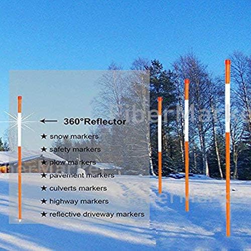 36-Inch Reflective Driveway Markers, Hollow Driveway Poles for Easy Visibility at Night, 1/4 Inch Diameter Snow Stakes Driveway Reflectors, Orange, 20 Pcs