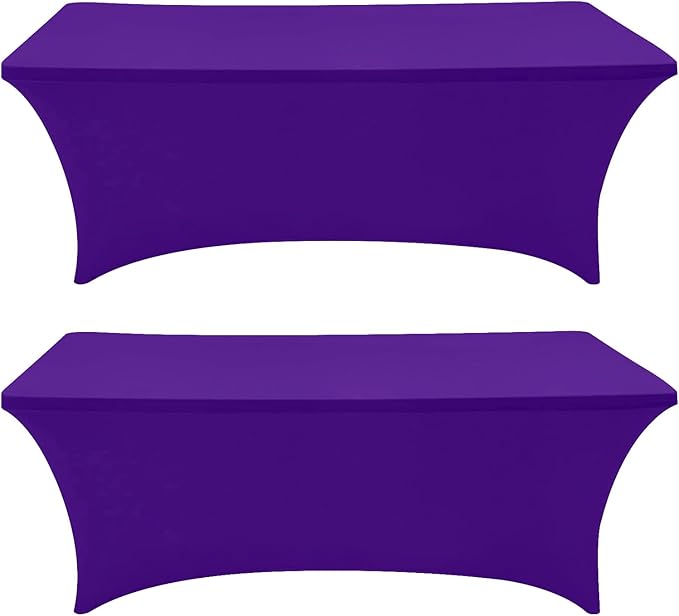 Eurmax USA Rectangular Fitted Spandex Table Covers 4ft Tablecloth Wedding Event Patio Table Decorations Stretch Table Cover for 4ft Folding Table (Purple,2 Pack)