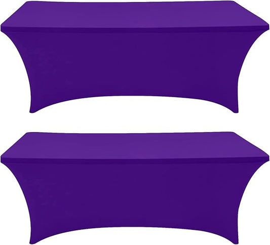 Eurmax USA Rectangular Fitted Spandex Table Covers 4ft Tablecloth Wedding Event Patio Table Decorations Stretch Table Cover for 4ft Folding Table (Purple,2 Pack)