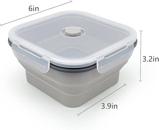 CARTINTS Collapsible Camping Bowl, Silicone Food Container with Lid, Space-Saving Camping Utensils for Kitchen and Outdoor, Microwave Safe 900ml