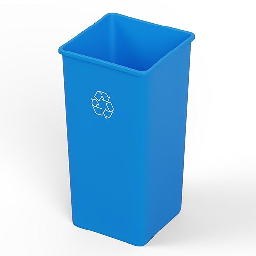 50 Gallon Blue Square Commercial Trash Garbage Can | Outdoor Office Restaurant School Kitchen