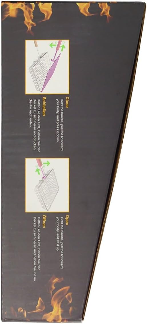 Grill Basket Set (Rectangular+Hexagon), Removable Wooden Handle, 304 Stainless Steel, Rolling Grilling Net, BBQ Accessories Tools for Vegetables Shrimp, Outdoor Cooking Camping, Birthday Gifts for Men Dad Husband