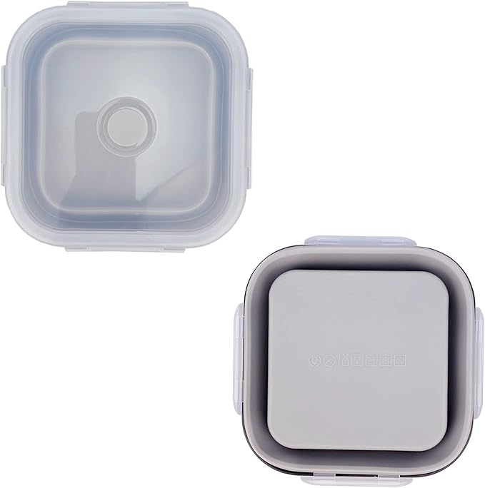 CARTINTS Collapsible Camping Bowl, Silicone Food Container with Lid, Space-Saving Camping Utensils for Kitchen and Outdoor, Microwave Safe 900ml