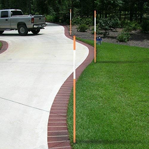 36-Inch Reflective Driveway Markers, Hollow Driveway Poles for Easy Visibility at Night, 1/4 Inch Diameter Snow Stakes Driveway Reflectors, Orange, 20 Pcs
