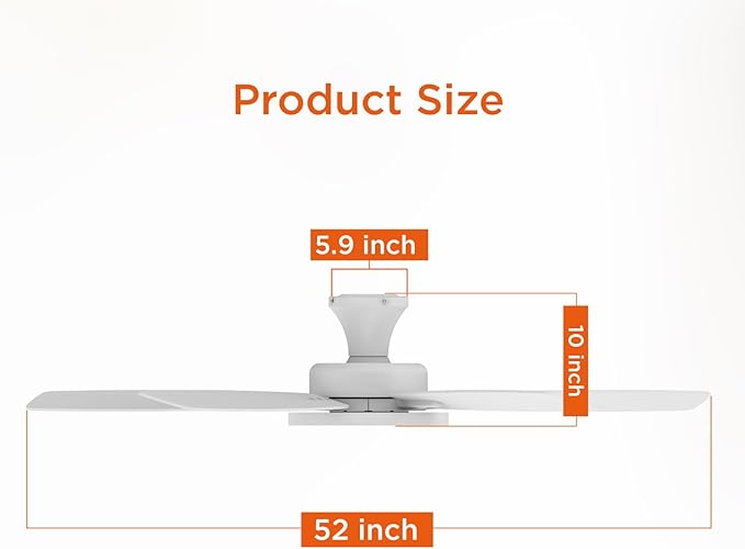 TALOYA 52 inch Ceiling Fans with Lights,Remote Control Multifunctional Quiet Fan with Three Color Temperature and Dimmable Light with Reversible Blades White