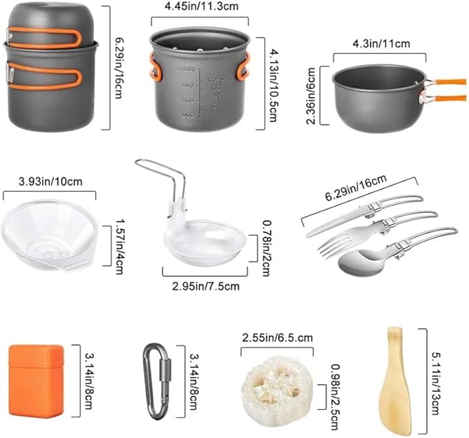 5pcs -20pcs Set TMKOOL Camping Cookware Mess Kit Outdoor Hiking Backpacking Picnic Cooking Bowl Non Stick Pot
