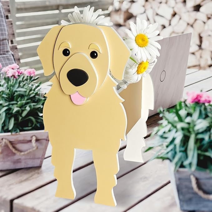 Golden Retriever Planter, Pet Shape Garden Pots Plant Pots for Indoor/Outdoor Gardens Decoration, Cute, Surprise Gifts/Souvenirs for Pet Lovers (Large)