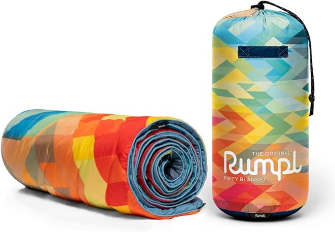 Rumpl Original Puffy Blanket - Warm, Water-Resistant Camping Blanket with 100% Recycled Synthetic Insulation, 52"x75", Original Puffy V1, Geo Fresh