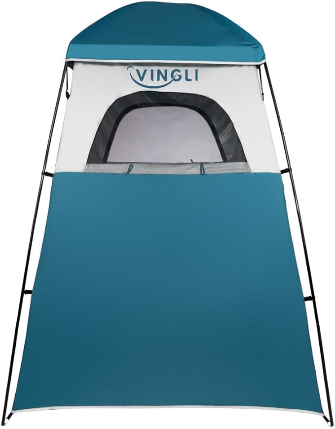 VINGLI 6.7FT Shower Tent, Changing Room Tent for Portable Toilet, with Mesh Floor and Carrying Bag, Lightweight & Sturdy, Perfecr for Camping, Boat, Dressing Outdoor or Indoor