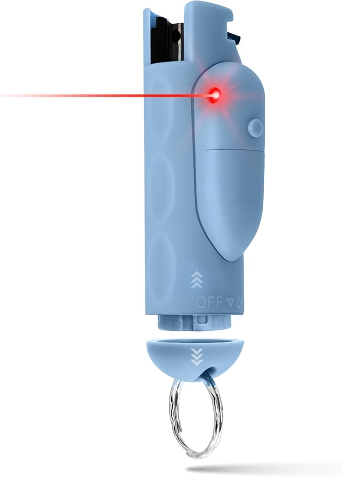 Guard Dog Security AccuFire 2 - Laser Sight Pepper Spray Self Defense - 20% Smaller - Instant Release - 16 Feet Safety Range - Maximum Strength - Finger Grips - Soft Touch Body