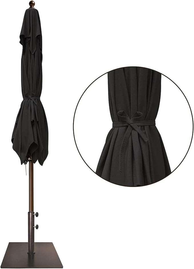 EliteShade USA 10-Year-Non-Fading Sunumbrella 6x6Ft Square Market Umbrella Patio Outdoor Table Umbrella with Ventilation（Black）