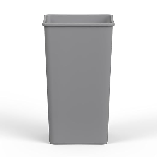 50 Gallon Gray Square Commercial Trash Garbage Can | Outdoor Office Restaurant School Kitchen