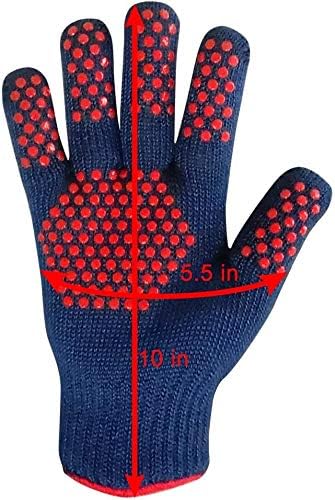 MIG4U BBQ Grill Gloves,Oven Gloves Extreme 500 degrees Heat Resistant grilling gloves with Food Grade Non-Slip Silicone Dots for Cooking, Grilling, Baking, Smoker, Barbecue, Kitchen(10" Blue)