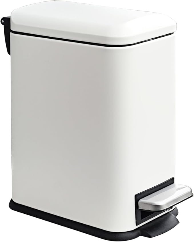 JM.YIPENG Bathroom Rubbish Bin, 5 Litre Cosmetic Bin, Small Waste Bin with Soft Close Lid, Bathroom Bin for Toilet, Bathroom, Bedroom, Living Room, White