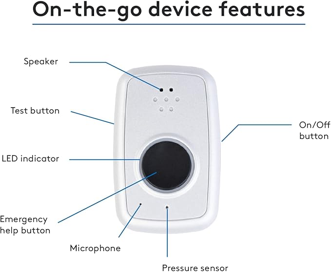 ADT - On-The-Go Mobile Medical Alert System for Seniors - GPS Capabilities, Included Waterproof Wearable Panic Button, 24/7 U.S. Based Monitoring (Fall Detection Pendant)
