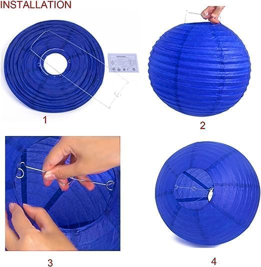 12Pcs White Paper Lanterns - Chinese Japanese Round Hanging Lamp for Wedding, Bridal, Outdoor, Garden, Home, Party Decorations (Size of 6", 8", 10", 12")