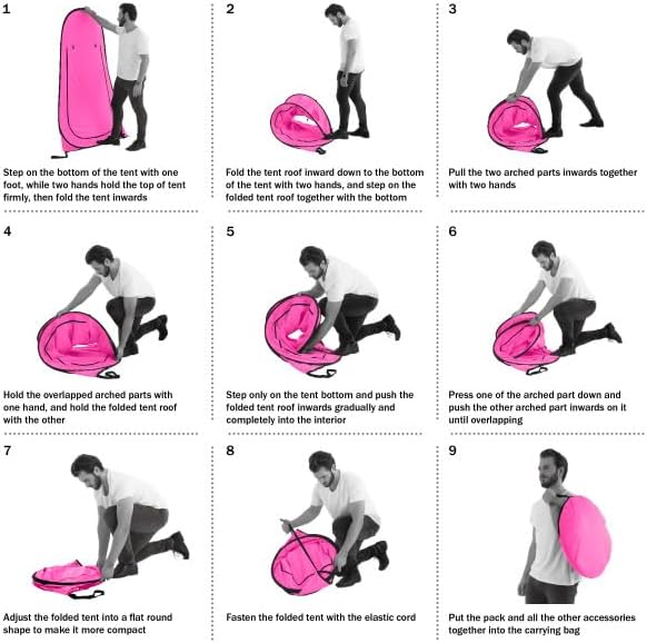 Pop Up Pod - Privacy Shower Tent, Dressing Room, or Portable Toilet Stall with Carry Bag for Camping, Beach, or Tailgate by Wakeman Outdoors (Pink)