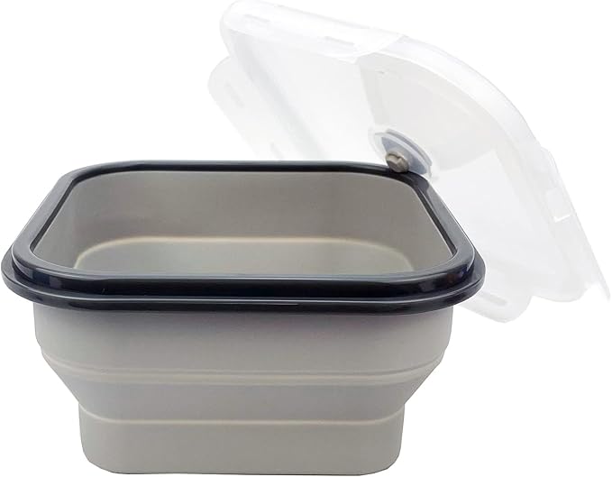 CARTINTS Large 1200ml Collapsible Bowls with Lids, Silicone Food Storage Containers, Space-Saving Meal Prep Containers For Kitchen and Outdoors Camping, Set of 3, Grey