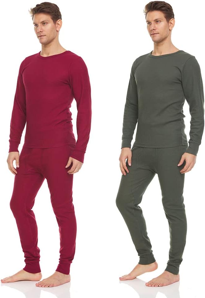 DARESAY Mens Thermal Long Sleeve Shirt & Pant - Base Layer for Tshirts & Jackets - Long Johns For Men Base Layer Set (2-Sets)