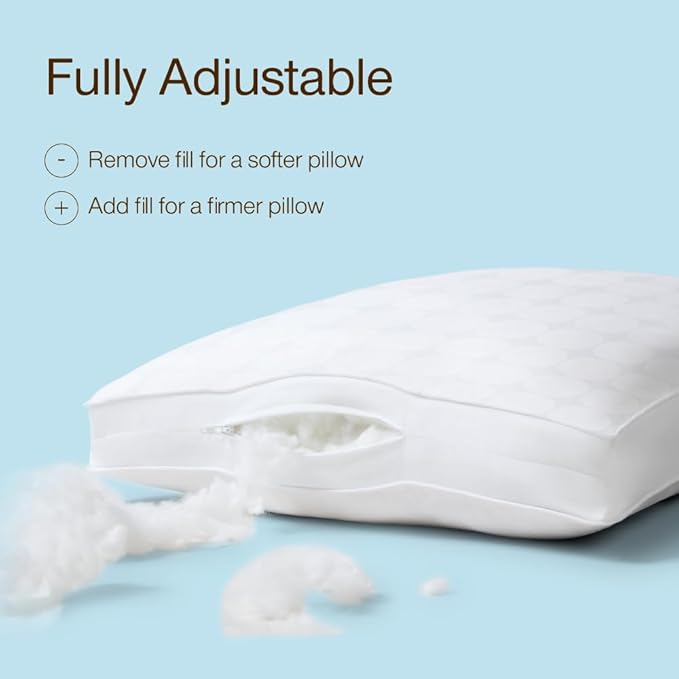 Coop Home Goods Essence Cooling Down Alternative Pillows Set of 2, King Size Adjustable Cooling Pillow for Hot Sleepers, Luxury Cool-to-The-Touch Hotel Pillows for Stomach, Back, or Side Sleepers