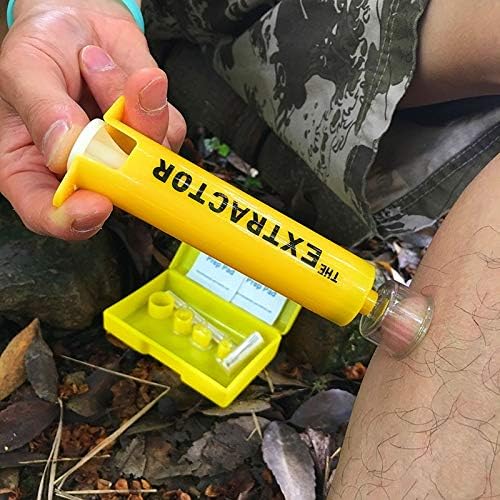 Insect Bug Bee Sting Snake Bite Venom Extractor Suction Kit Tool Pump First Aid Safety Fast Emergency for Hiking Backpacking Camping Yellow Color