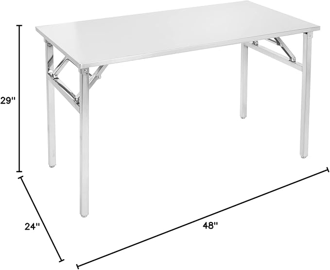 Small Stainless Steel Folding Table, Portable Camp Picnic Party Dining Table No Assembly Sturdy Small Folding Desk (48" x 24")…