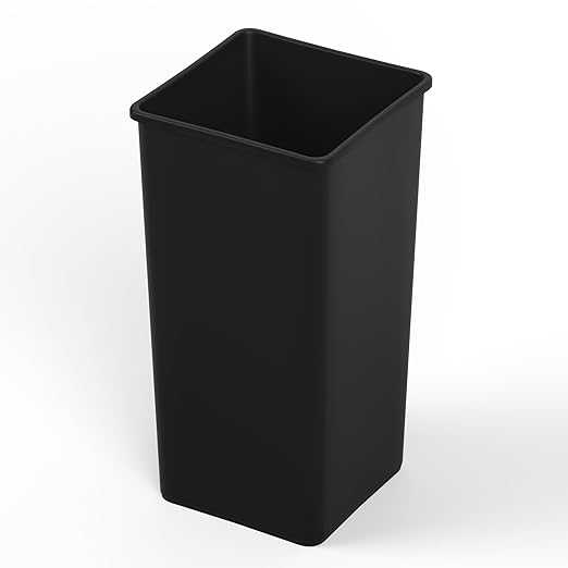 50 Gallon Black Square Commercial Trash Garbage Can | Outdoor Office Restaurant School Kitchen