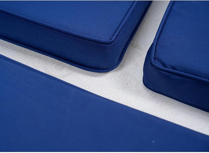 3-Pack Outdoor Patio Furniture Replacement Cushions Set–High-Elastic Sponge Cushions Fit 4-Piece Wicker Rattan Sofa, Loveseat & Chairs, 36x18x2 & 18x18x2, Waterproof, Fade-Resistant (Navy blue)
