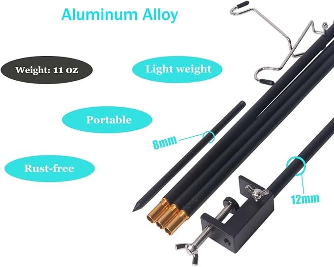 HIKEMAN Folding Lantern Stand Pole Portable Lamp Stand Hook Collapasible Light Stand Holder for Camping Fishing Picnic BBQ Outdoor Activities (Blue)