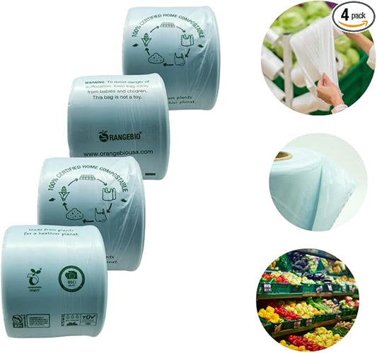 100% Certified Home Compostable Produce Bags, 1000 Count, 14 x 18 Inches, Hold Up to 14 Lbs, ASTM D6400, EN 13432, US BPI & Europe OK Compost Home Certified