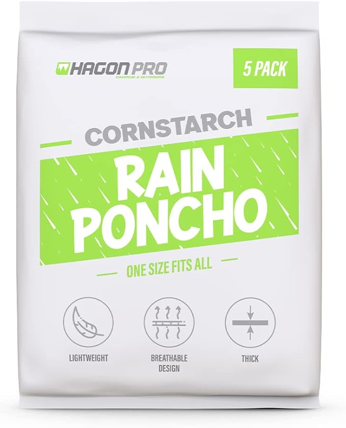 Hagon PRO Disposable Rain Ponchos for Adults (5 Pack)