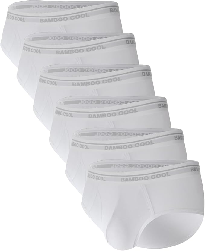 BAMBOO COOL Mens Breathable Soft Underwear Open-fly Classic Briefs, Tag-free