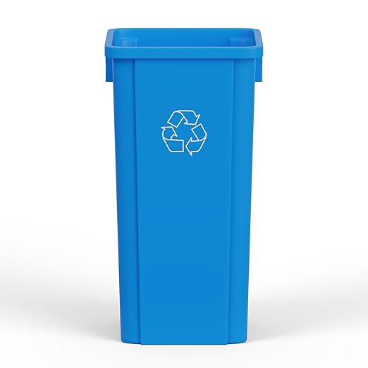 23 Gallon Blue Square Commercial Trash Garbage Can | Outdoor Office Restaurant School Kitchen