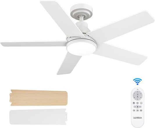 addlon Ceiling Fans with Lights, 42 inch White Ceiling fan with Light and Remote Control, Reversible, 3CCT, Dimmable, Noiseless, Small Ceiling Fan for Bedroom, Farmhouse, Indoor/Outdoor Use