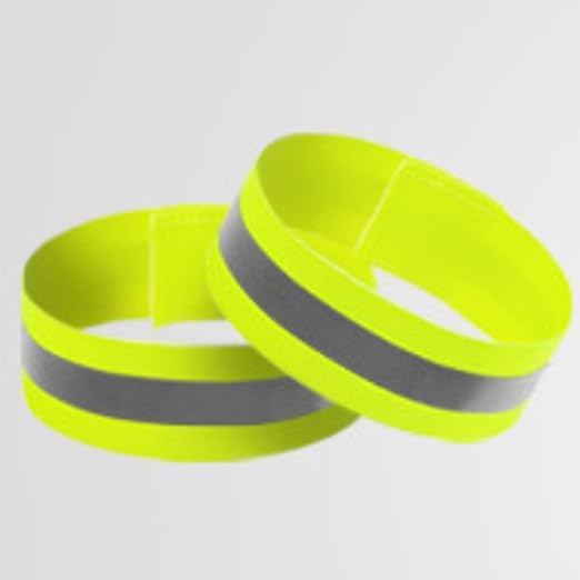 4PCS Reflective Wrist Strap 4x1.5cm Safety Gear Reflective Wristbands High Visibility Ankle Bands Reflector Armband Self-Adhesive Reflective Bands for Walking,Night Sports Fluorescent Yellow
