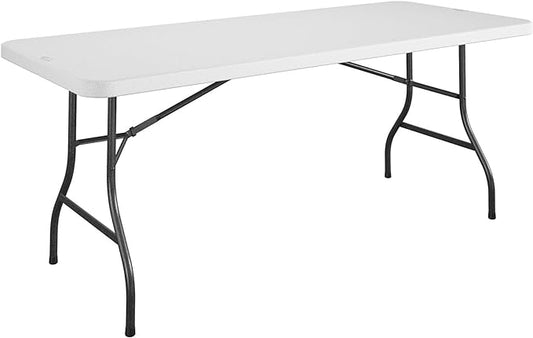 COSCO 6 Foot Blow Molded Folding Table, White