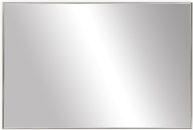 Frame My Mirror Silver Metal Framed Mirror, 20" x 48" Mirror for Bathroom, Metal Frame, True Reflections Glass, Satin Nickel Finish, Stanton Design, Hangs Horizontally or Vertically, Made in USA