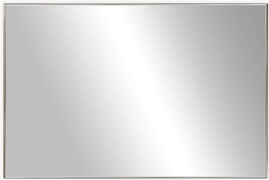 Frame My Mirror Silver Metal Framed Mirror, 30" x 44" Mirror for Bathroom, Metal Frame, True Reflections Glass, Satin Nickel Finish, Stanton Design, Hangs Horizontally or Vertically, Made in USA