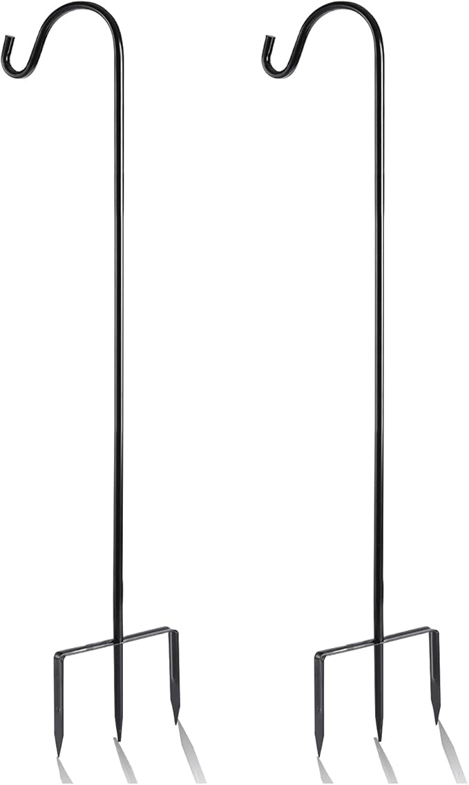 2 Pack Shepherd Hook 48 inch 1/2 inch Thick Use at Weddings, Hanging Solar Lights, Lanterns, Bird Feeders, Metal Hanger Hook. (Black, 48 inch) U.S. Patent.