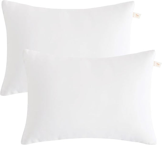 BEDSUM 2 Pack Microfiber Pillows, 13"x18" for Travel, Pets - Soft, Machine Washable Small Pillow for Neck, Wrist, and Knee Comfort, White